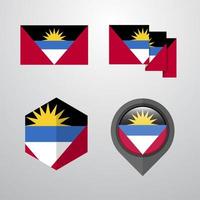 antigua och barbuda flagga design uppsättning vektor