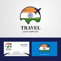 resa Indien flagga logotyp och besöker kort design vektor