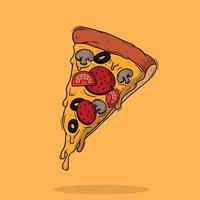 gott pizza slive vektor isolerat. italiensk mat med ost, oliv, svamp och tomat. röd sås. utsökt mat.