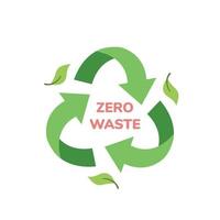 Null-Abfall-Zeichen, Logo, Symbol. Zero Waste, bewusstes Konsumkonzept. nachhaltiger lebensstil, ökologisches konzept. vektorillustration im flachen karikaturstil vektor