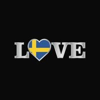 liebe typografie mit schweden-flaggendesignvektor vektor