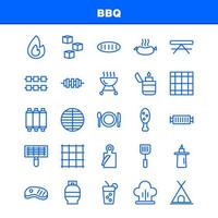 bbq linje ikon packa för designers och utvecklare ikoner av utegrill bbq mat korv glas dryck bbq citron- vektor