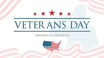 Happy Veterans Day - zu Ehren aller, die dem Poster gedient haben. 11. November. Feier zum Tag der US-Veteranen. Memorial American Veteran Day Vektor-Design-Illustration. hintergrund des veteranentages. vektor