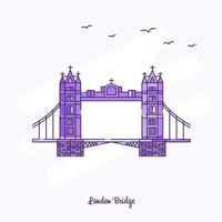 london bridge wahrzeichen lila gepunktete linie skyline vektorillustration vektor