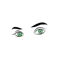 Schönheitsmädchen mit grünem Augapfel-Logo-Designvektor für Tattoo-Salon oder Make-up-Illustration vektor