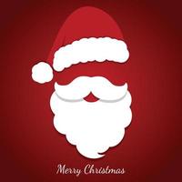 Frohe Weihnachten-Vektor-Konzept rot mit Weihnachtsmann-Hut und Bart vektor