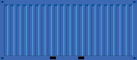 blauer Frachtcontainer auf weißem Hintergrund. Seitenansicht Metallverteilerkasten. industrielle Versandausrüstung. flacher Stil. vektor