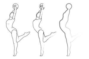 Umrissfigur eines Turners in einer Sportpose. Fitness-Studio-Mädchen-Silhouette-Skizze. Gymnastik. vektor