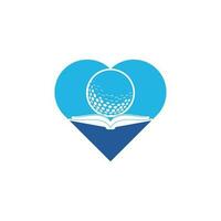 Buch-Golf-Herz-Form-Konzept-Logo-Design-Vektor. Golfbuch-Symbol-Logo-Design-Element vektor