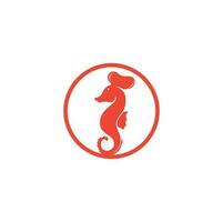 Meeresfrüchte-Logo. Seepferdchen Koch Messer Gabel und Löffel Symbol Illustration. Koch- und Seepferdchen-Logo-Design-Vorlage vektor