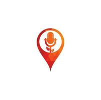Blatt-Podcast-Karte Pin-Form-Konzept-Logo-Design-Vorlage. Natur-Podcast-Logo-Vorlagenvektor. Podcast-Natur-Logo. vektor