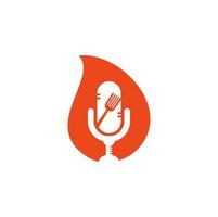 Podcast Food Drop Form Konzept Logo Icon Designs Vektor. Food-Podcast für Schilder, Maskottchen oder andere. vektor