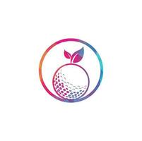 Logo-Vorlage für Golfblätter. golfball und blätter, golfball und sportlogo vektor