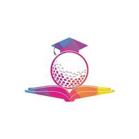 Graduierungsbuch-Golflogo-Designvektor. Golfbuch-Symbol-Logo-Design-Element vektor