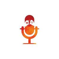 Gamepad und Podcast-Logo-Design-Vorlage. Spiel- und Podcast-Logo-Symbol vektor