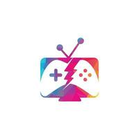 gamepad und fernseher, spielsymbol spielen. spiel- und tv-logo-design vektor