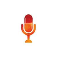 Podcast-Pillenkapsel-Vektor-Logo-Vorlagenillustration. Podcast- und Kapsel-Logo-Design-Vorlage vektor