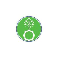 Getriebeblatt-Vektor-Logo-Design. grüne Ökoenergie, Technologie und Industrie. vektor
