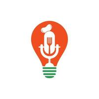 kock podcast Glödlampa form begrepp logotyp design mall. kock utbildning logotyp design vektor