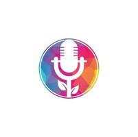 Blatt-Podcast-Logo-Design-Vorlage. Natur-Podcast-Logo-Vorlagenvektor. Podcast-Natur-Logo. vektor