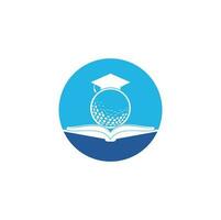 Graduierungsbuch-Golflogo-Designvektor. Golfbuch-Symbol-Logo-Design-Element vektor