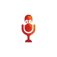 Gamepad und Podcast-Logo-Design-Vorlage. Spiel- und Podcast-Logo-Symbol vektor