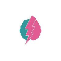 Gehirn und Donner-Logo. Power-Gehirn-Logo-Design-Vorlage. Gehirnleistung mit elektrischem Symbol für Logo-Design-Vektor editierbar vektor