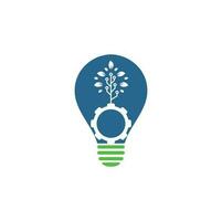 Getriebe Blatt Birnenform Konzept Vektor Logo Design. grüne Ökoenergie, Technologie und Industrie.