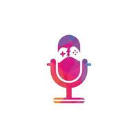 Gamepad und Podcast-Logo-Design-Vorlage. Spiel- und Podcast-Logo-Symbol vektor