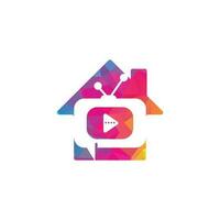 kreatives Chat-TV-Home-Shape-Konzept-Logo-Design. Talkshow-Logo-Design. vektor