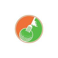 golf och gaffel logotyp design mall. golf restaurang logotyp design vektor kreativ illustration