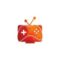 gamepad och tv, spela spel ikon. spel och TV logotyp design vektor