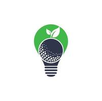 Golf lässt Zwiebelform-Konzept-Logo-Vorlage. golfball und blätter, golfball und sportlogo vektor