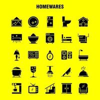Haushaltswaren solide Glyphensymbole, die für Infografiken, mobiles Uxui-Kit und Druckdesign festgelegt wurden, umfassen Haushaltsgeräte, Haushaltswaren, Hauspfanne, Badezimmermöbel, Symbolsatz, Vektor