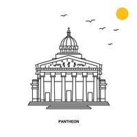 pantheon monument weltreise natürlicher illustrationshintergrund im linienstil vektor