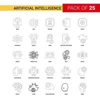 künstliche intelligenz schwarze linie symbol 25 business outline icon set vektor