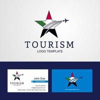 resa sudan flagga kreativ stjärna logotyp och företag kort design vektor