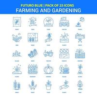 jordbruk och trädgårdsarbete ikoner futuro blå 25 ikon packa vektor