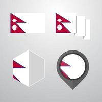 nepal flagga design uppsättning vektor