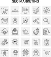 25 handgezeichnetes SEO-Marketing-Icon-Set grauer Hintergrund Vektor-Doodle vektor