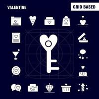 Valentinstag Solid Glyph Icon Pack für Designer und Entwickler Ikonen des Korbwagens Romantischer Valentinstag Kamerabild Romantischer Valentinstag Vektor