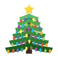 jul träd med jul bollar och en stjärna på de topp. vektor illustration.