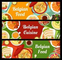 belgische küchenfahnen, belgische lebensmittelgerichte mahlzeiten vektor