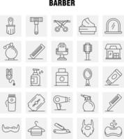 barber line icons set for infographics mobile uxui kit and print design umfassen barber face mirror barber beauty chair haircut barber icon set vector