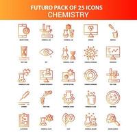 Orange Futuro 25 Chemie-Icon-Set vektor