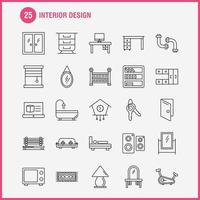 Innendesign-Liniensymbole für Infografiken, mobiles Uxui-Kit und Druckdesign, einschließlich Teppich, Möbel, Haushalt, Fenster, Haustür, Eingang, eps 10, Vektor