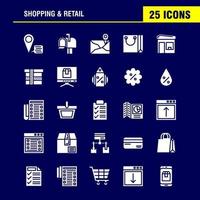 Shopping Solid Glyph Icon Pack für Designer und Entwickler Icons von Location Chat SMS Shopping Mail Mailbox Shopping Vektor