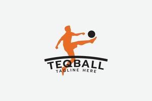 Teqball-Logo mit Silhouette eines Mannes, der Teqball spielt. vektor