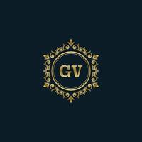 brev gv logotyp med lyx guld mall. elegans logotyp vektor mall.