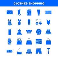 Kleidung einkaufen Solide Glyphen-Icons für Infografiken Mobile Uxui Kit und Druckdesign enthalten Kleid Kittel Damen Kleidungsstücke Mantel passende Kleidungsstücke Tücher eps 10 Vektor